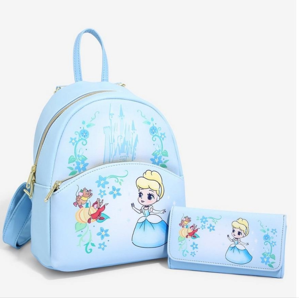 Loungefly Disney Cinderella Chibi Character Mini Backpack & Flap Wallet